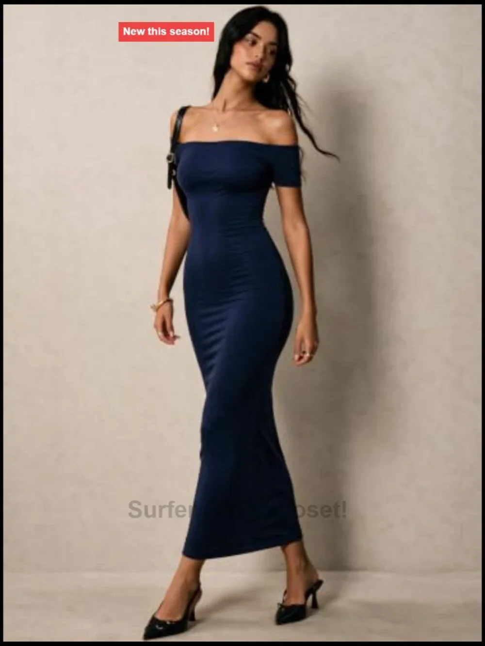 Off Shoulder Bodycon Maxi Dress Short Sleeve Slim Fit Party